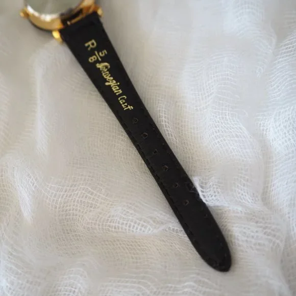 Pierre Nicol gold crystal lug faceted black leather watch - Picture 12 of 14